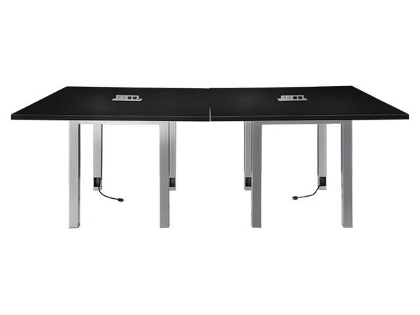 CECT-048 | 8 ft. Table Powered Conference Table Black -- Trade Show Rental Furniture